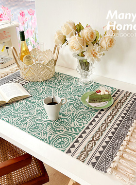 蔓越家 高逼格朋友圈 sins棉麻流苏桌布餐桌垫茶几垫床头柜盖布