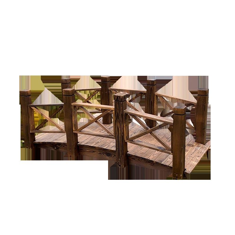 景观小木桥户外防l腐公园庭院鱼池栈道装饰碳化木拱桥花园景区鹊