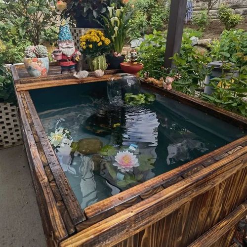 防腐木帆布鱼池实木养p鱼水箱防水布阳台户外锦鲤地缸室外木箱水