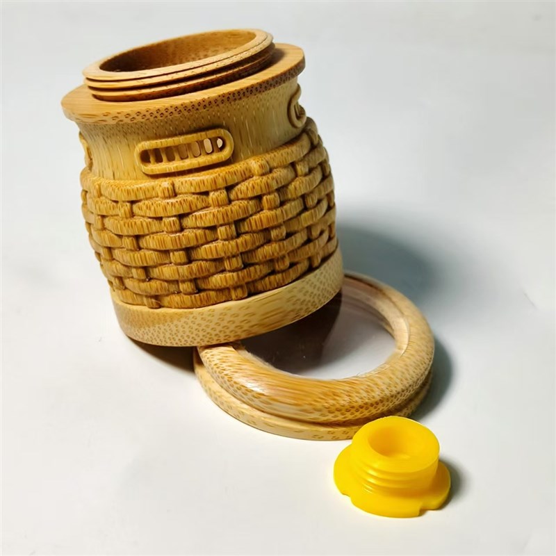 实心竹根雕刻蝈蝈过冬叫罐鸣虫盒A万体虫具竹子竹蛉筒蛐蛐罐手把