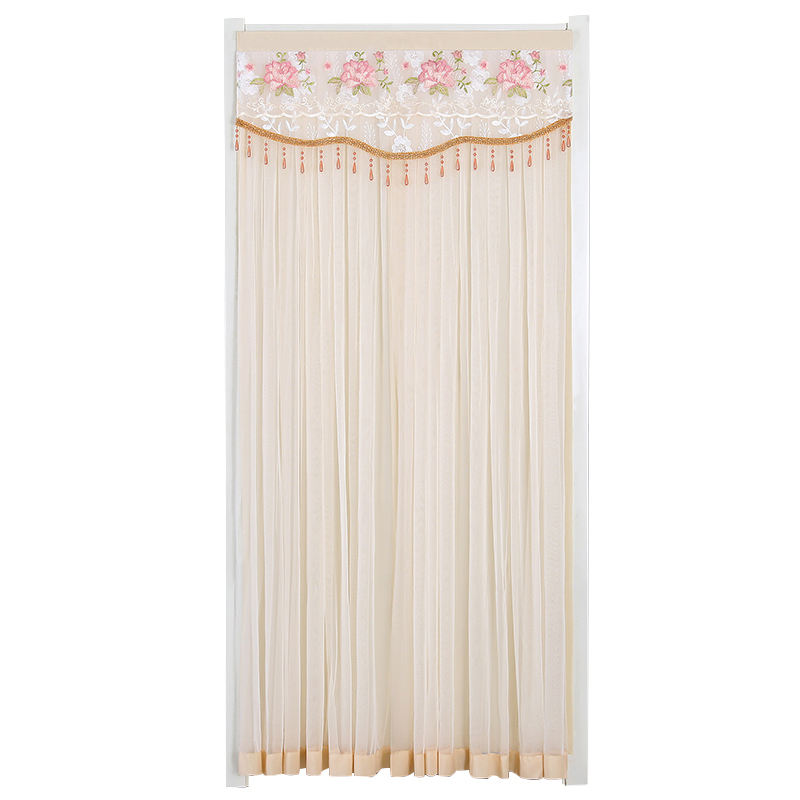 红色门帘结婚家用婚房门喜庆卧室免打孔新款蕾T丝防蚊隔断纱帘