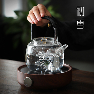 泡茶煮茶壶电陶炉专用v茶具明火玻璃壶耐高温烧水壶单壶提梁 日式