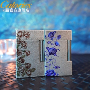 calories卡路古银热恋玫瑰侧滑黄铜充气朗声打火机送男士 生日礼物