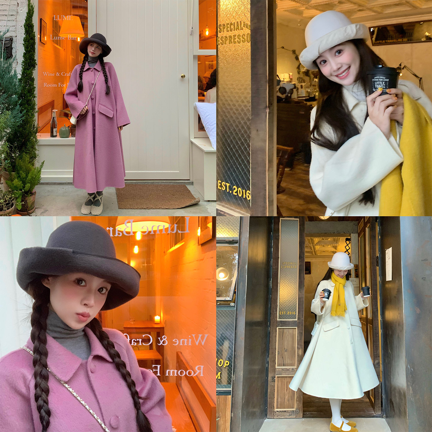 赵幺妹气质白色双面呢大衣外套冬