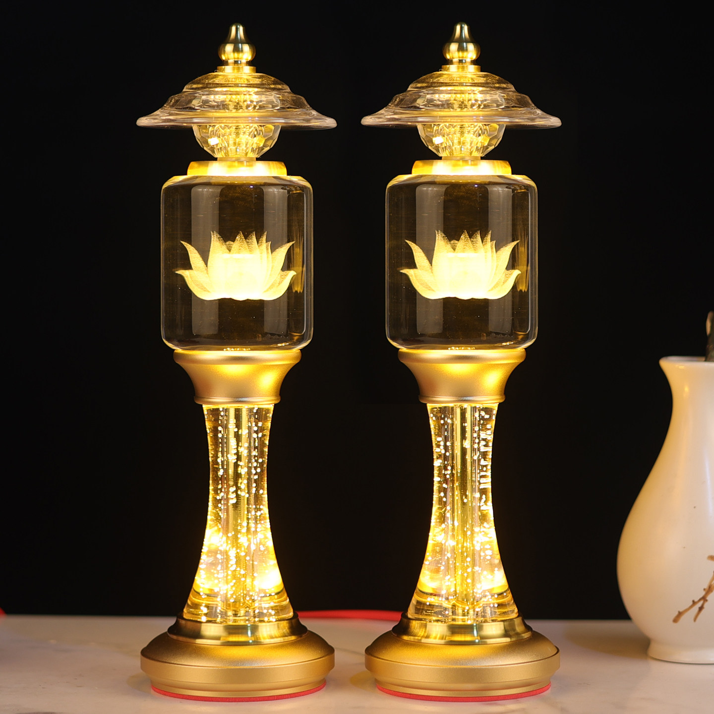 LED七彩荷花佛前供灯新品