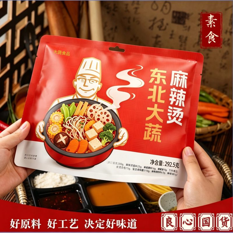 东北大蔬素食麻辣烫纯素东北老式黏糊麻酱底料素方便面东北大蔬