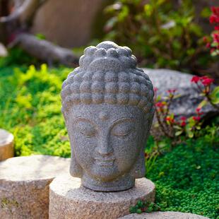 新中式家居如来禅意佛头首彷真石像家居茶室玄关户外庭院花园装饰