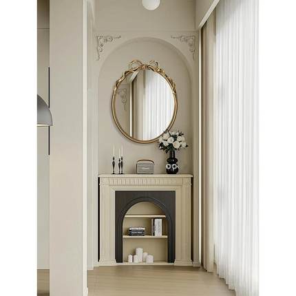 法式轻奢壁炉装饰镜异形覆古化妆镜洗手间智能现代LED触摸卫浴镜