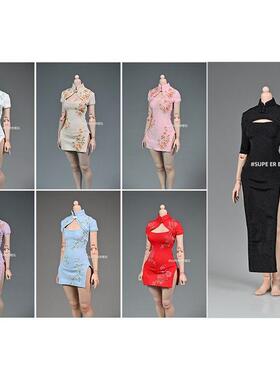 1/6比例女兵娃娃印花旗袍新中国风12英寸可动台布身At201