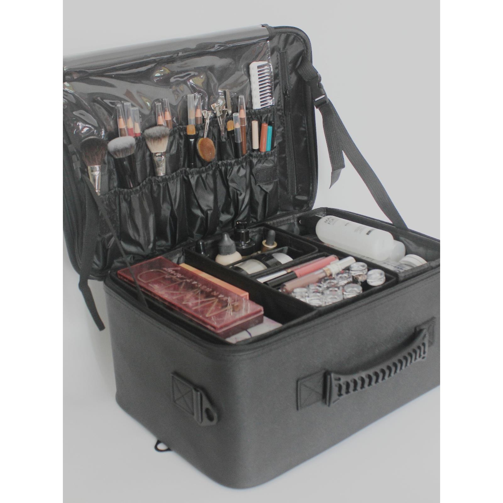 Pu皮革挎包对角增高化妆箱可移动衬垫大容量化妆师出口船员摄影工