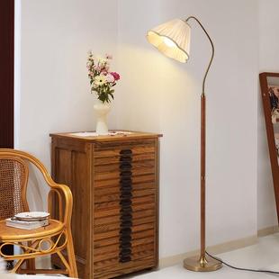 视冠中古实木落地灯覆古客厅沙发旁边法式轻奢高级感卧室立式台灯