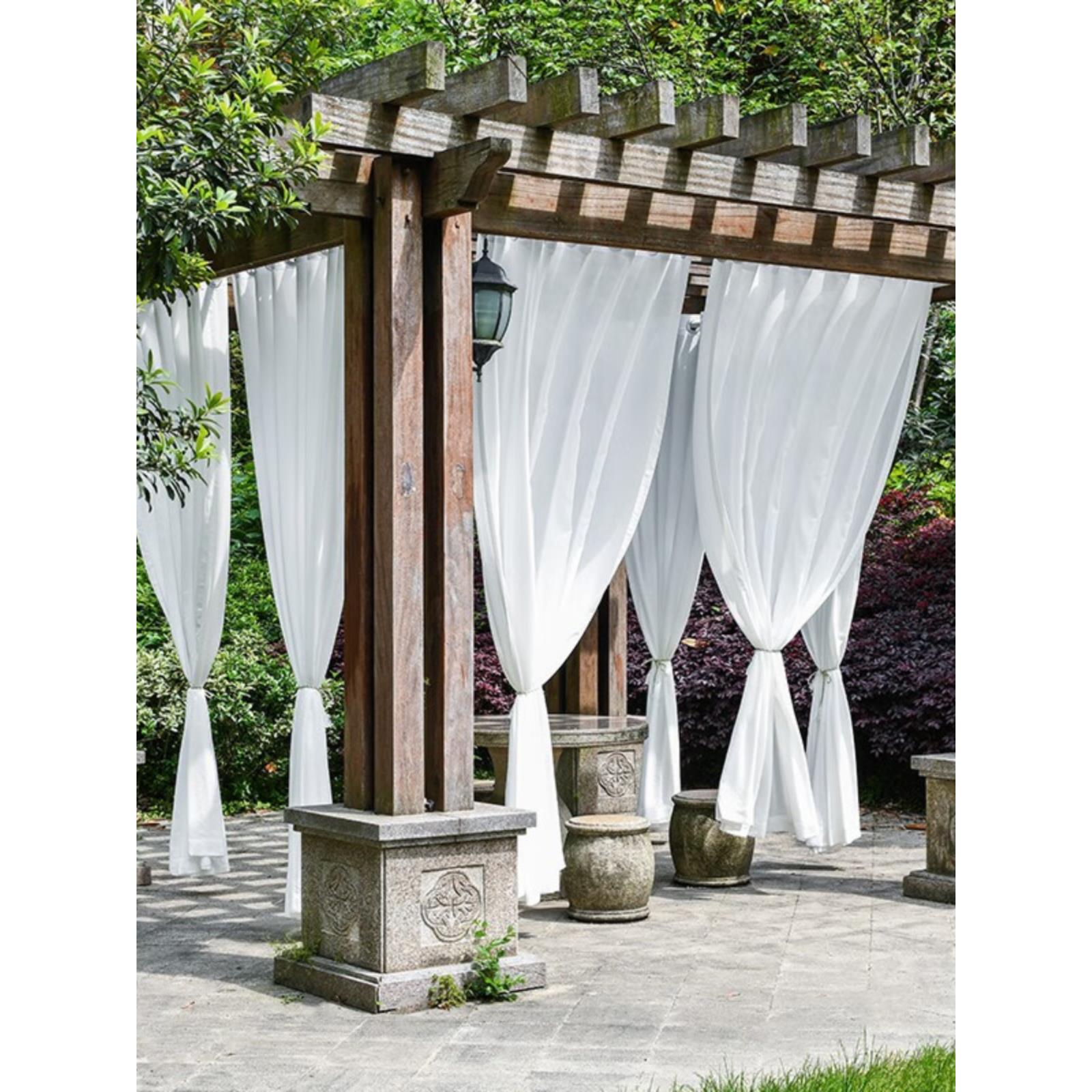 户外凉亭防水窗纱防雨阳光房户外葡萄架庭院窗帘阳台客厅白纱定制