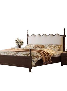 式古复实CLT木床中古风床主美卧1.现8米双人床法式代简约软包床90