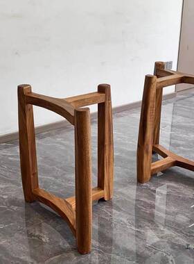 榆木木方圆三桌脚架桌腿大板岩实木支61675架大理石板餐桌腿茶茶