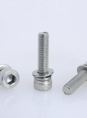 161不锈钢内六圆RIZ柱角头平弹垫三组合螺丝DIN92内六角组合螺3丝