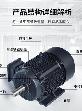 YE3机床4极交流电机0.1k2-315w全铜三相异步38无品牌/0V机水泵电