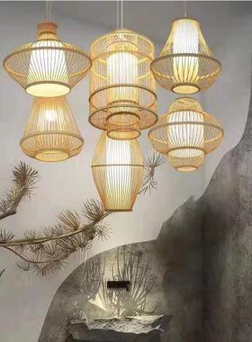 单县城县曹郓12554pok县灯日式竹编吊灯新中式客栈竹艺手工编灯织