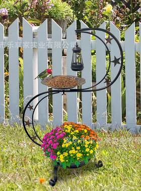 现代铁艺花盆架鸟户外院喂器鸟厂浴庭盆花园装ILB饰鸟澡盆家直销