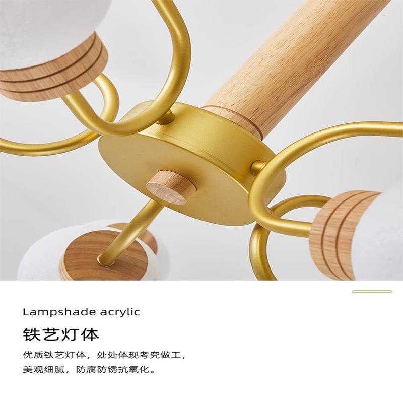 客简78569灯现代约原木魔风网红豆吊灯温馨全光谱厅护眼卧室房间