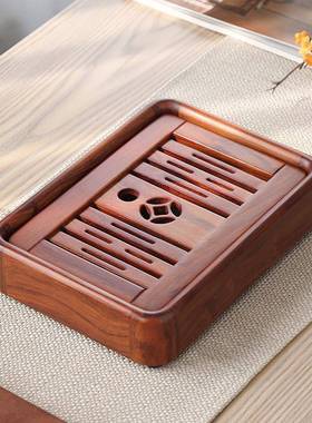 储式实木茶盘黑檀KKT水木盛水蓄水小型茶台干泡小型办托公盘室茶