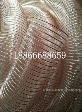 耐磨耐老化NZJ钢管丝铜伸缩波纹吸尘通损风管PU透明钢丝伸缩软镀