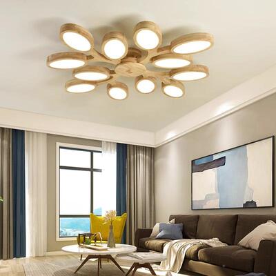 现代6918简顶约原木榻厅榻米日式吸灯卧室灯led创意温馨质大气木