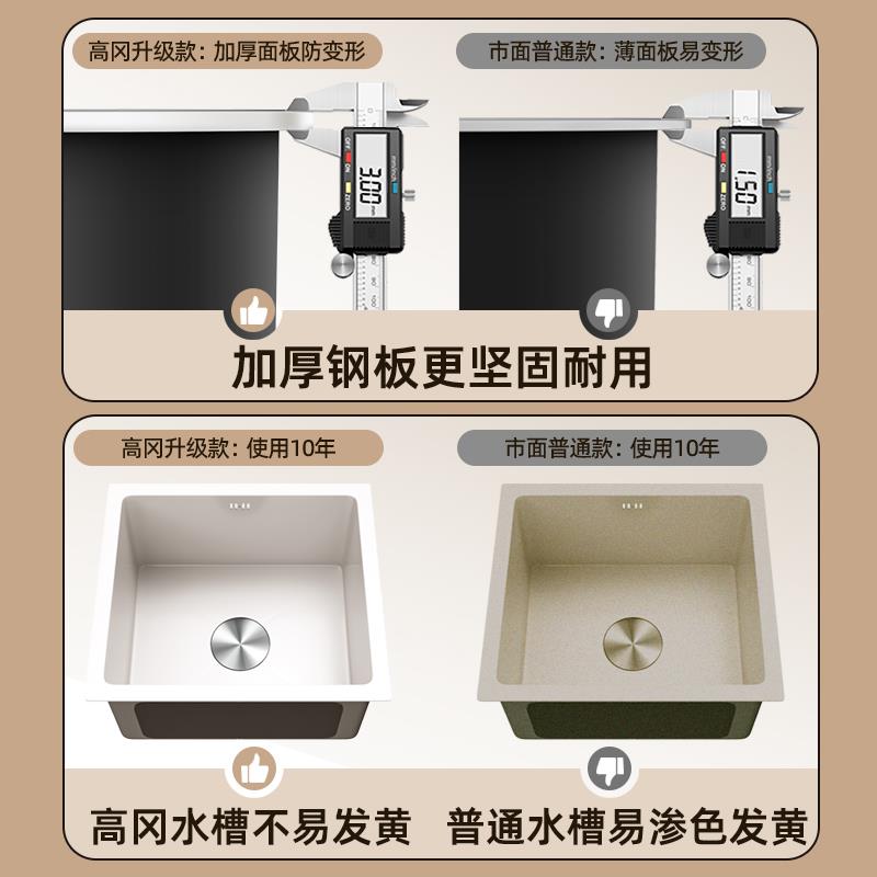 7K奶油风白色水槽单槽小尺寸厨房304不锈钢吧台迷你台下洗手洗菜