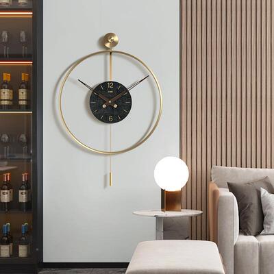 F33151-F西班牙极简个性挂创意钟铁艺摆钟表锤客厅居亚马逊壁家挂