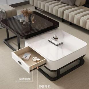 方岩板无品牌/茶几客厅家用户型现形代小简约柜轻奢网红玻璃茶几