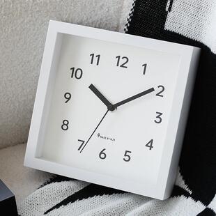 卧室桌面小无品牌/时钟木挂钟日系方书房现代音客台钟形厅黑白色