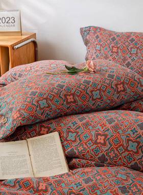 播直爆款级婴纯母棉双层纱四件021210套双层加密AB版被套床单套件