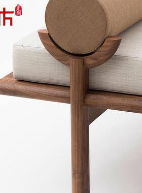 中式午实木贵妃沙发布艺贵妃椅后现代贵妃人凳客厅睡躺椅美AXJ新