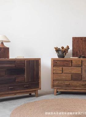 新中式老榆木柜吧带台一体展KDC酒示架家居餐客厅茶具酒瓶收纳柜