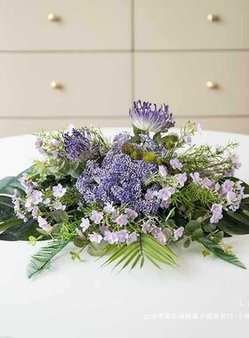 酒店圆餐桌转盘中间饰餐桌F87T6JS9大花摆花桌花摆件会宴花艺会议