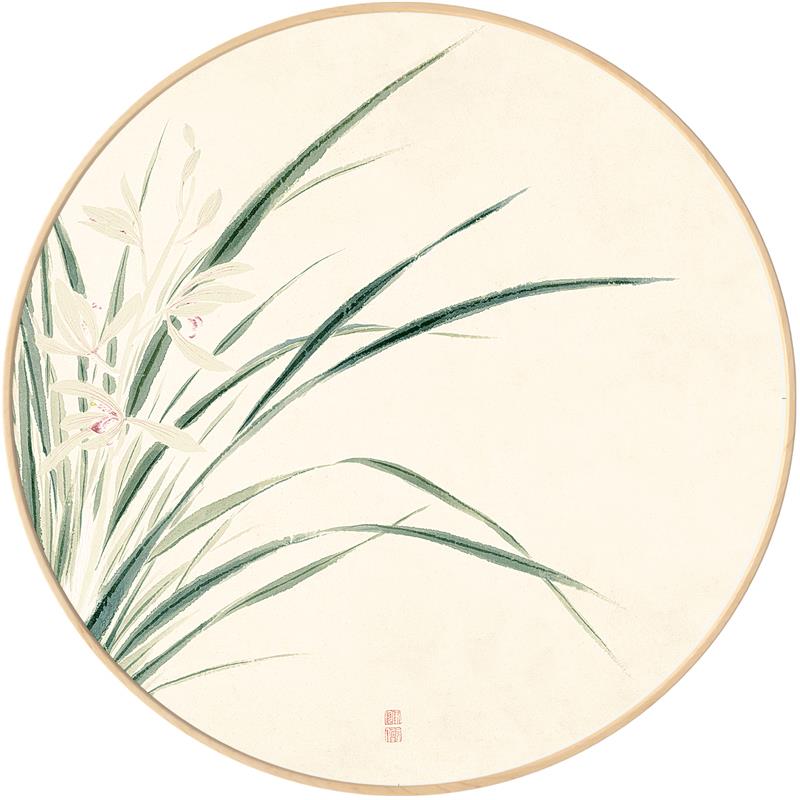 仟象映0670花画现风代新中式景画客厅装饰画实圆形框挂木画鸟国画图片