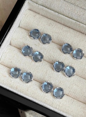 蓝色人鱼泪泡沫水晶耳钉女2025款简约气质甜美耳环小众高级感耳饰