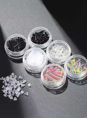 防过敏耳棒套装隐形透明耳钉女银耳棍塑料棒组合新耳洞防堵养耳洞