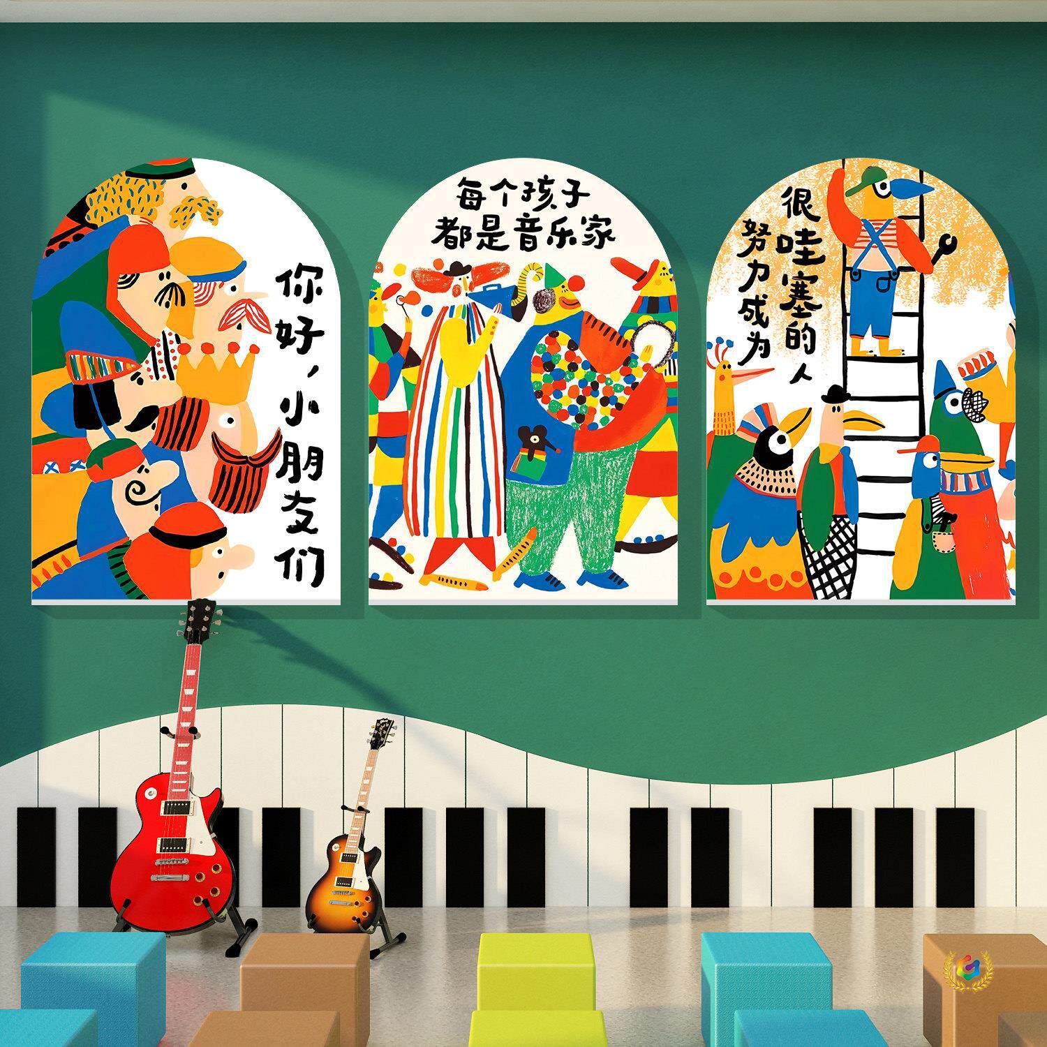 音乐教室墙面装饰文化墙贴纸挂画布置钢琴房艺术培训班幼儿园环创