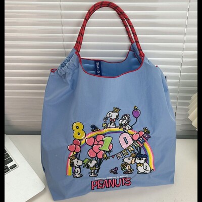 式同款刺绣女包单肩包尼龙网包包防A001水托特包红提帆布包手女斜