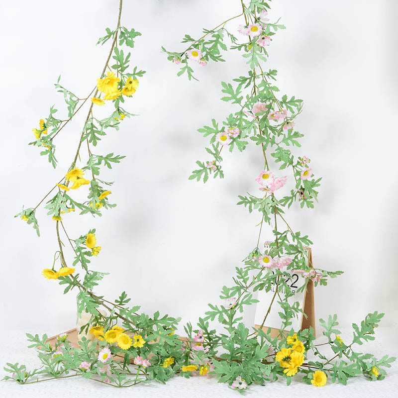 仿真花藤蔓小日雏菊藤葵条 吊顶管道HBL0155仿装饰向假花真花绢花