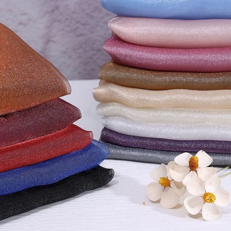 透明水晶布料纱珠光纱星星闪纱亮光欧根透视婚纱纱礼网服F31761童