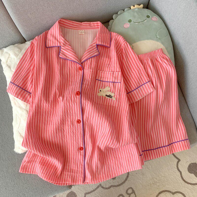 新睡衣女夏天短袖短裤洋气爆款学生家居服套装外出宽松