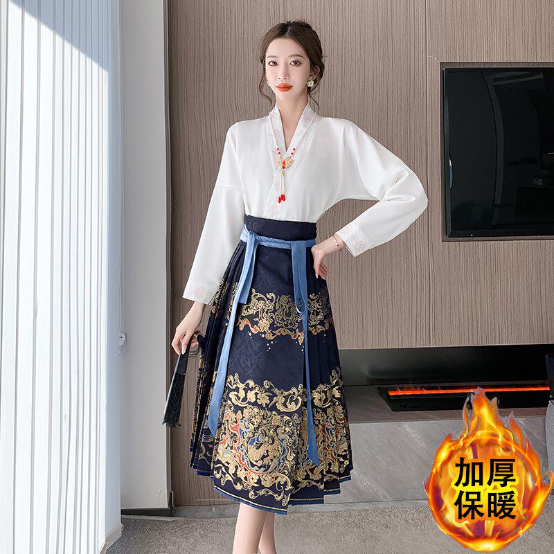现货新中式国风改良n八分马面裙半身裙女春秋150矮小个子日常上班