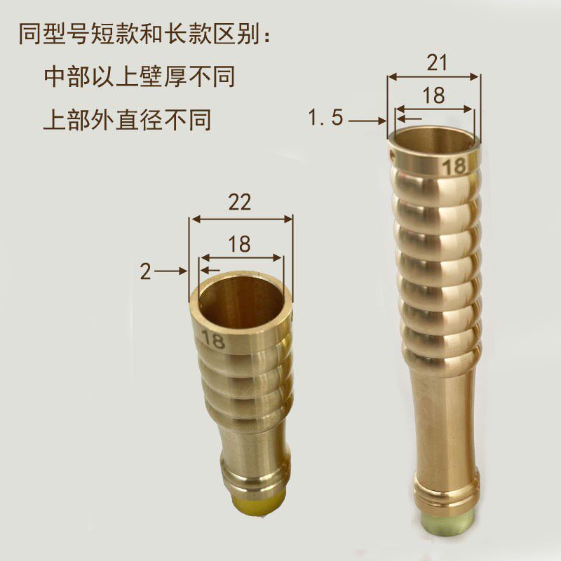 速发加长拐杖铜脚手杖底脚防滑胶套家具脚配件高档纯黄铜环铜箍文