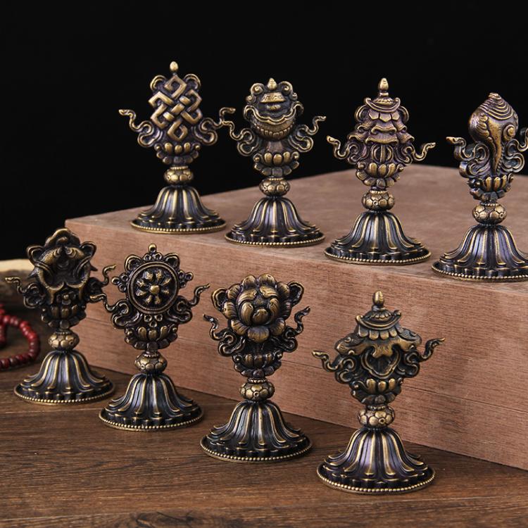 速发佛m用品密宗法器八吉祥摆件高祥八宝居家摆件吉.8c教 金黄色