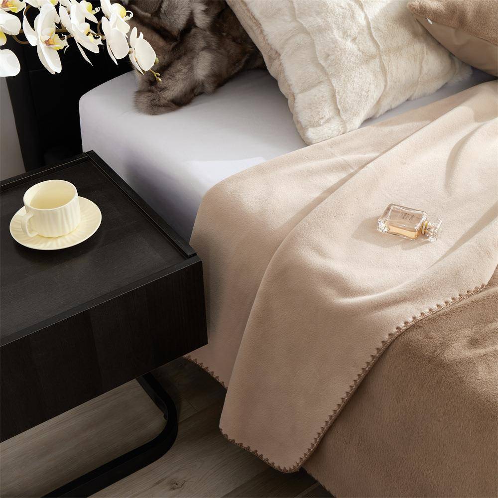 轻奢短季毛单水貂绒休人闲盖毯冬纯色沙发毯保暖绒双保暖卧MX室毯