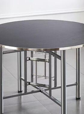 大圆餐桌支架钢化玻璃底座加厚铁艺制折伸定缩架ELW圆形子四脚叠