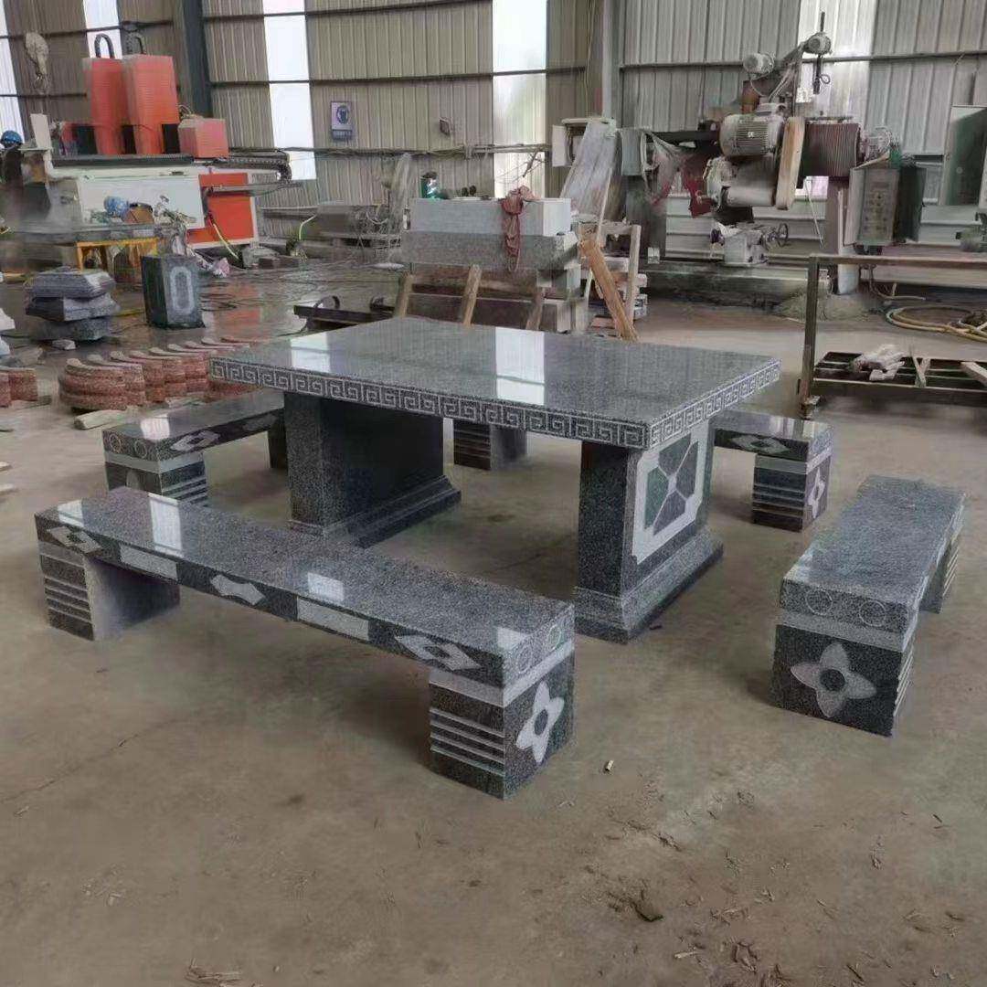 花岗石桌凳户外椅庭院公园大0098182理石桌子室外广场花岗岩岩石
