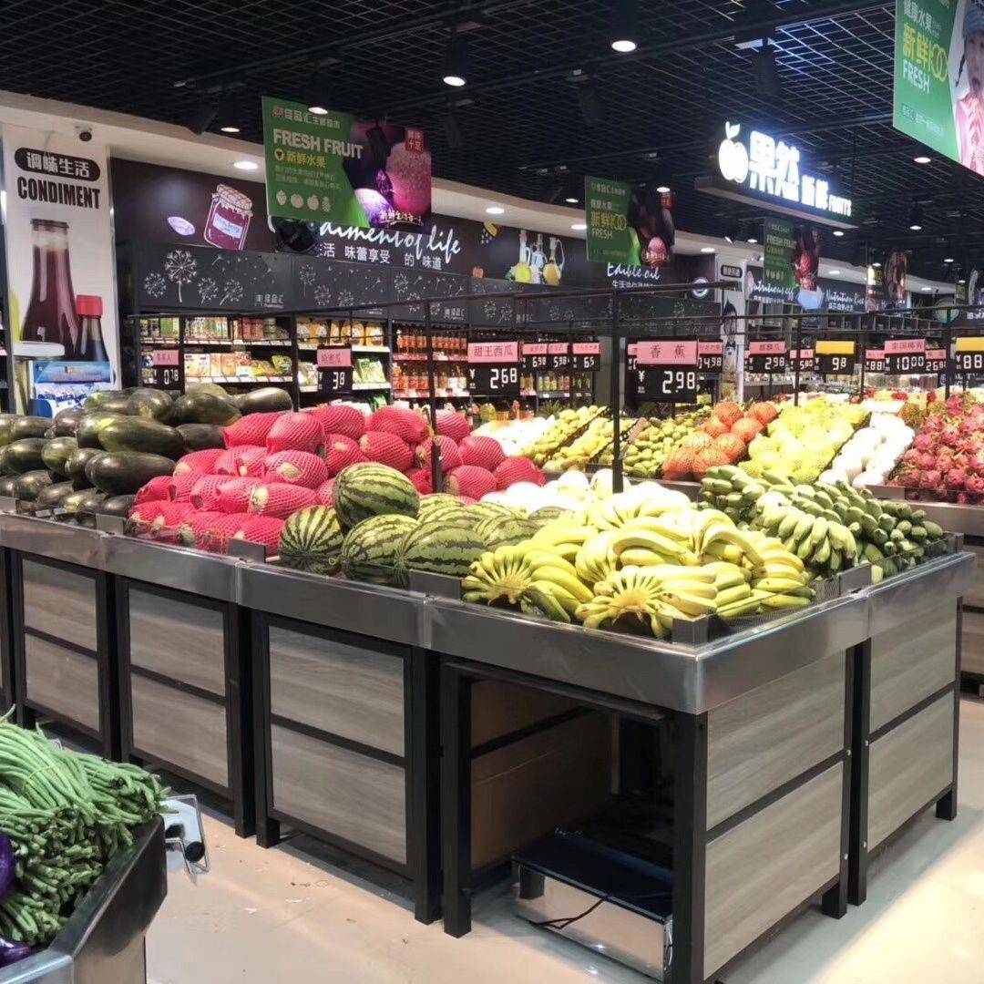 超市水果货架蔬菜架展示台堆头平台中岛果蔬货架水果店生鲜架永辉