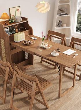 现代简折约叠餐桌家用型省空间隐小形伸65178缩桌收纳多功户能饭